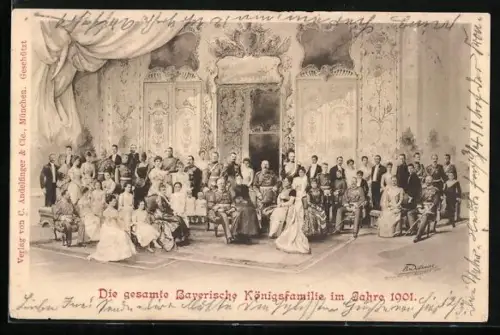 AK die gesamte Bayrische Königsfamilie im Jahre 1901