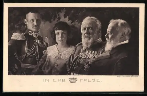 AK Prinzregent Luitpold in Uniform mit Thronfolgern