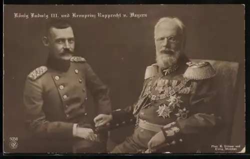 AK König Ludwig III. und Kronprinz Rupprecht von Bayern