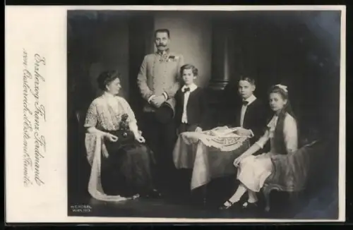 AK Erherzog Franz Ferdinand von Österreich d`Este mit Familie
