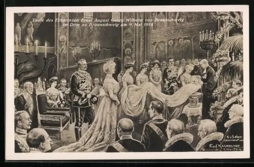 Künstler-AK Braunschweig, Taufe des Erbprinzen Ernst August Georg Wilhelm von Braunschweig