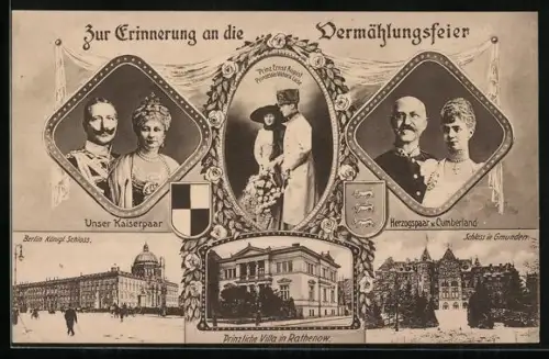 AK Vermählung von Herzog Ernst August von Braunschweig und Prinzessin Viktoria Luise, Herzog von Cumberland