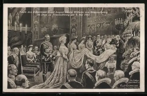 Künstler-AK Braunschweig, Taufe des Erbprinzen Ernst August Georg Wilhelm von Braunschweig