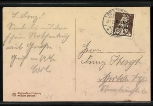 Steindruck-AK Rothenburg / Tauber, Die Klingengasse mit Rothenburger Erker