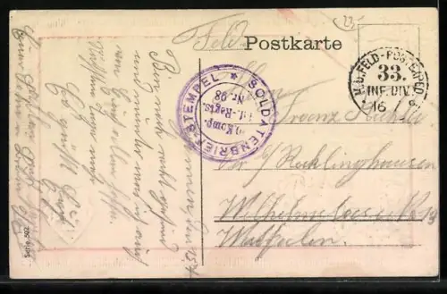 AK Wir werden uns wehren..., Militärauto mit schwarzweisser Fahne, Eisernes Kreuz, Reuchswappen