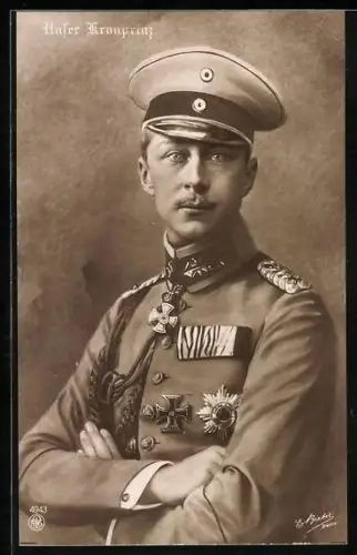 AK Kronprinz Wilhelm von Preussen mit Kordel und Orden an der Uniform