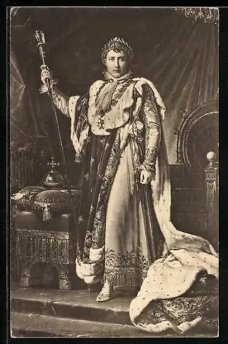 AK Napoleon Bonaparte in prunkvollem Gewand mit Lorbeerkranz