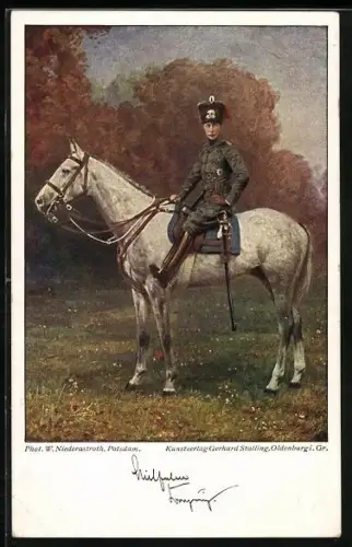 AK Wilhelm von Preussen in Husarenuniform zu Pferd