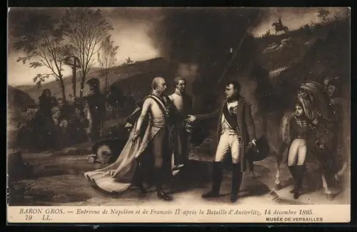 AK Zusammenkunft von Napoleon und Franz II, nach der Schlacht bei Austerlitz