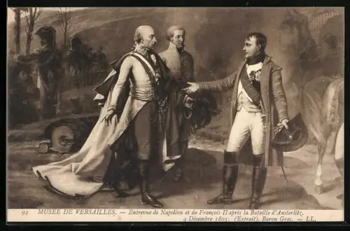 AK Entrevue de Napoleon et de Francois II. apres Austerlitz 1805, Meeting of Napoleon & Francois II 1805