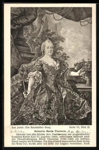 AK Kaiserin Maria Theresia von Österreich, in festlichem Gewand, mit Szepter