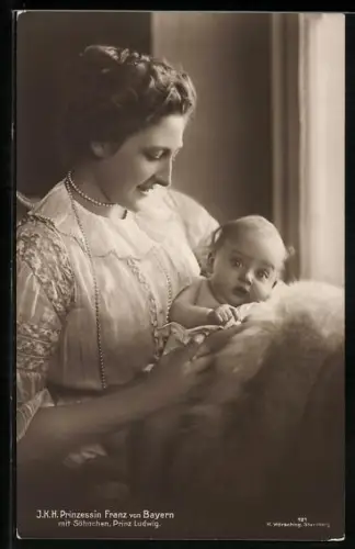 AK Prinzessin Franz von Bayern mit Söhnchen Prinz Ludwig