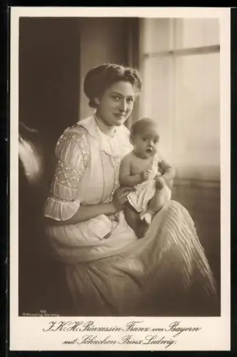 AK Prinzessin Franz von Bayern mit Söhnchen Ludwig
