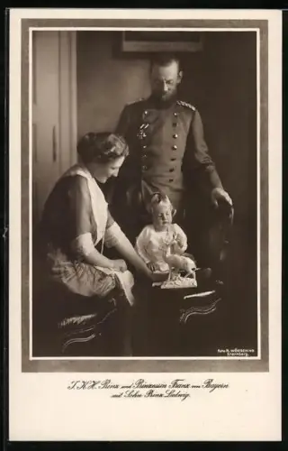 AK Prinz und Prinzessin Franz von Bayern mit Sohn Prinz Ludwig