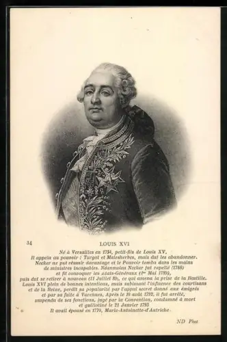 AK Portrait Louis XVI. in Uniform