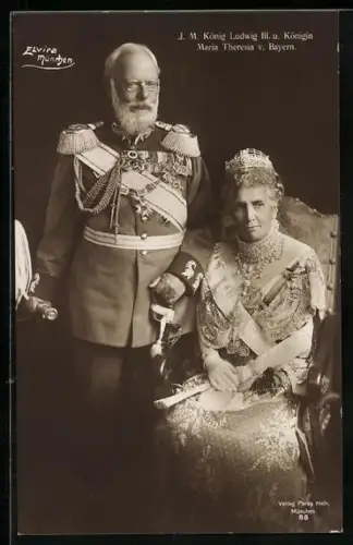 AK I. M. König Ludwig III. von Bayern mit Königin Maria Therese von Bayern