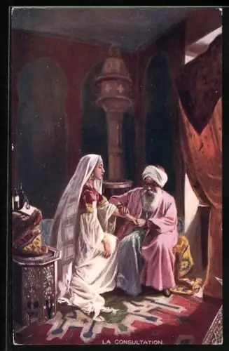 AK La Consulation, Frau bei einem Arzt im Marokko