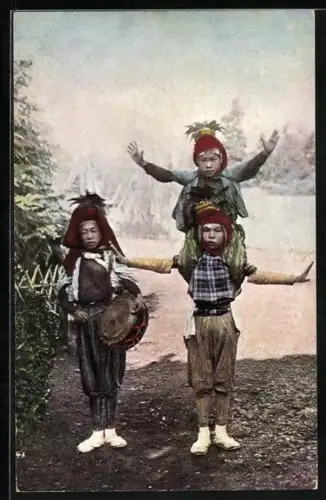 AK Kleine asiatische Akrobaten und Trommler