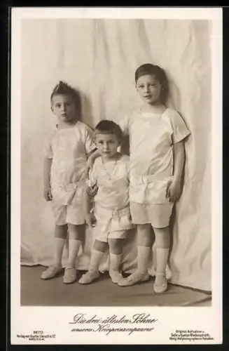 AK Söhne von Kronprinz Wilhelm von Preussen in Seidenhemdchen
