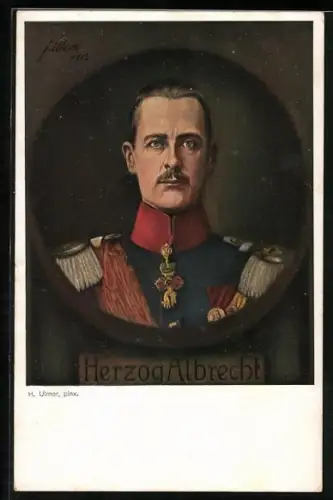 AK Herzog Albrecht von Württemberg, Portrait mit Orden vom goldenen Vlies
