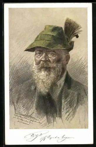 AK Prinzregent Luitpold von Bayern mit Jägerhut, Brustbild