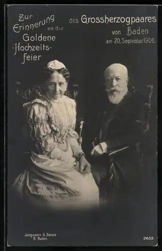 AK Goldene Hochzeit des Grossherzogpaares von Baden 1906