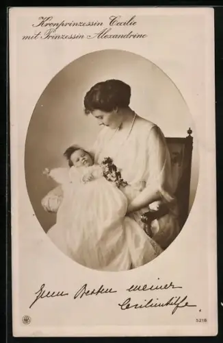 AK Kronprinzessin Cecilie mit Tochter Prinzessin Alexandrine