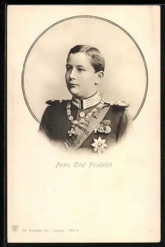 AK Prinz Eitel Friedrich von Preussen in jungen Jahren in Uniform