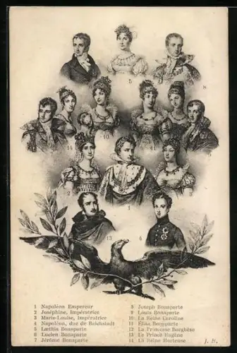 AK Napoleon mit seinen Frauen und Nachkommen