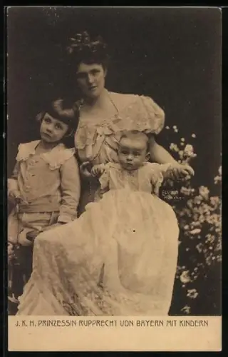 AK I.K.H. Prinzessin Rupprecht von Bayern mit Kindern