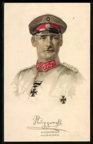 Künstler-AK Kronprinz Rupprecht von Bayern, AK-Reklame für Hermann Schött AG aus Rheydt