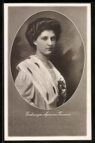AK Erzherzogin Agnes von Toscana mit Pelzkragen