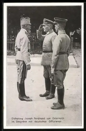 AK Erzherzog Joseph Ferdinand im Gespräch mit deutschen Offizieren