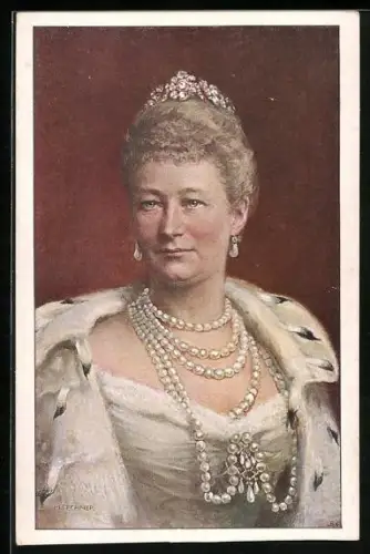 Künstler-AK Kaiserin Auguste Victoria Königin von Preussen mit Hermelinpelz