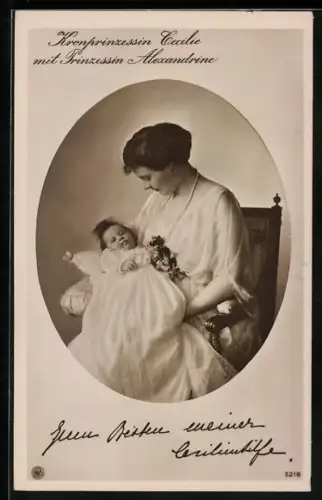 AK Kronprinzessin Cecilie mit Tochter Prinzessin Alexandrine