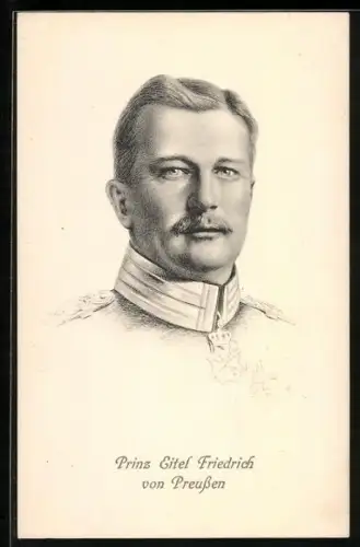 Künstler-AK Portrait Prinz Eitel Friedrich von Preussen mit Eisernem Kreuz