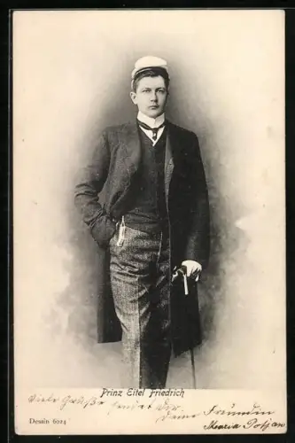 AK Prinz Eitel Friedrich von Preussen im Anzug mit Spazierstock