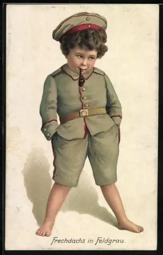AK Lustiger Knabe in Feldgrau