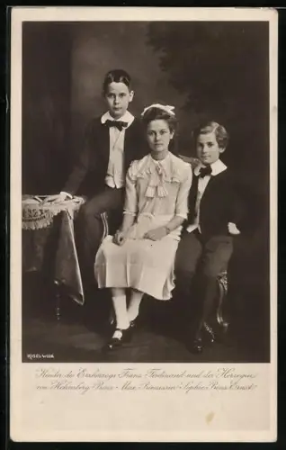 AK Kinder des Erzherzogs Franz Ferdinand, Prinz Max, Prinzessin Sophie und Prinz Ernst
