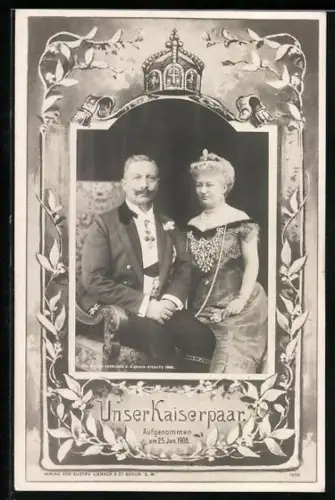 Passepartout-AK Kaiserin Auguste Victoria Königin von Preussen und Wilhelm II.