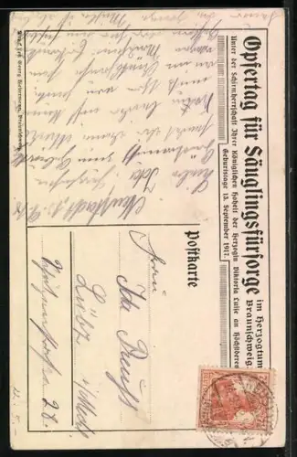 AK Braunschweig, Opfertag für Säuglingsfürsorge 1917, Victoria Louise Herzogin von Braunschweig