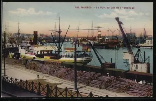 AK Nantes, Le Port au bas de l'Hermitage, Hafen