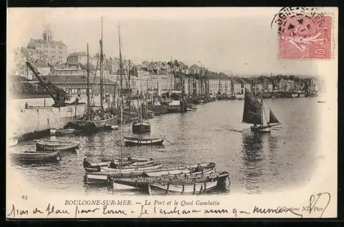 AK Boulogne-sur-Mer, Le Port et le Quai Gambetta