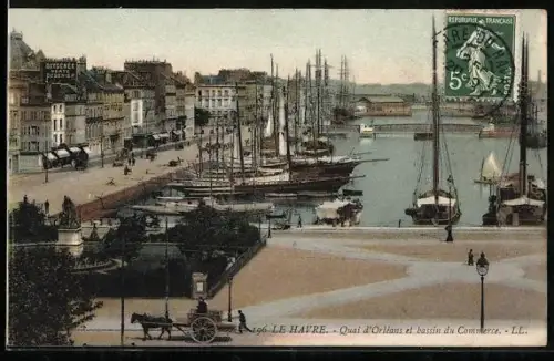 AK Le Havre, Quai d`Orléans et bassin du Commerce