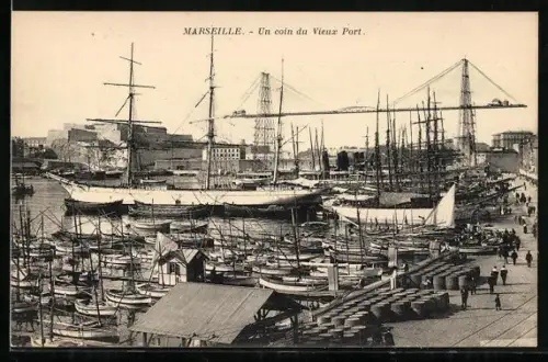AK Marseille, Un coin du Vieux Port, Hafen