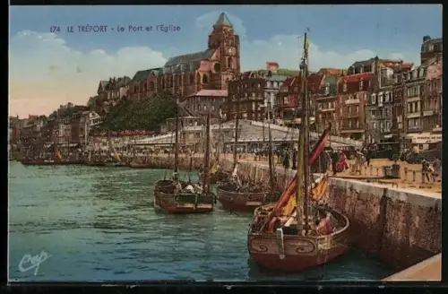 AK Le Tréport, Le Port et l`Eglise