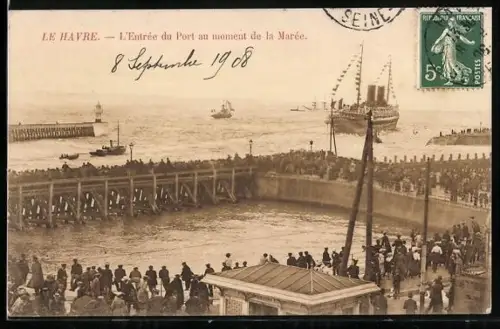 AK Le Havre, L`Entrée du Port au moment de la Marée