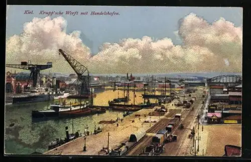 AK Kiel, Kruppsche Werft mit dem Handelshafen