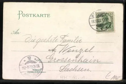 Lithographie Hamburg, Hafen mit Dampfer Fürst Bismarck, Riesenkran, Wappen