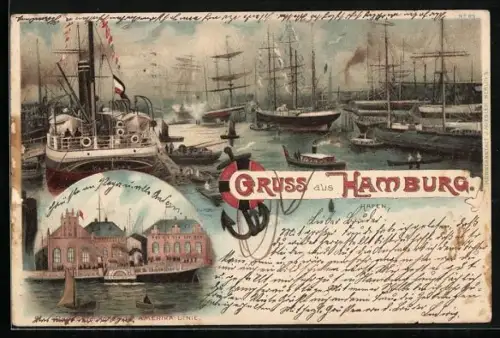 AK Hamburg, Hafen, Passagierhallen der Amerika-Linie